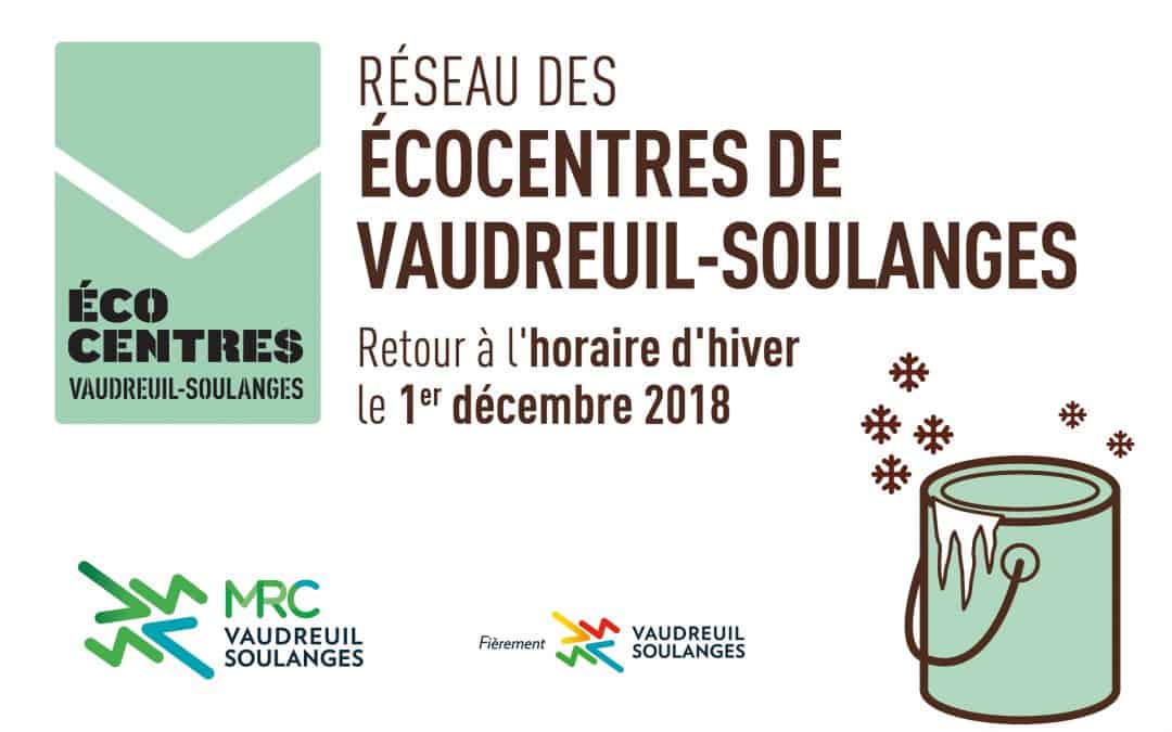 Retour à l’horaire d’hiver pour le Réseau des écocentres de la MRC de Vaudreuil-Soulanges