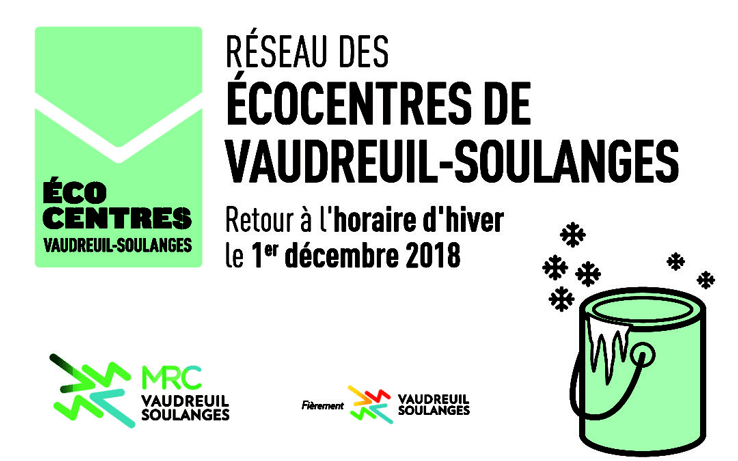 Retour à l’horaire d’hiver pour le Réseau des écocentres de la MRC de Vaudreuil-Soulanges