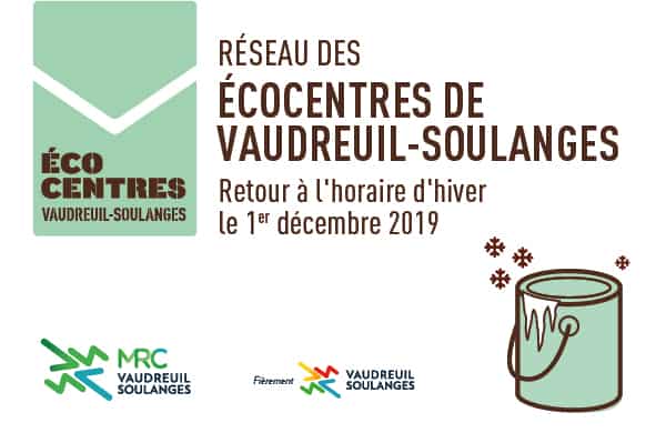 Retour à l’horaire d’hiver pour le Réseau des écocentres de la MRC de Vaudreuil-Soulanges